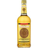 Montezuma Aztec Gold Tequila 1 L bottle with gold label and Aztec design.