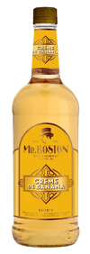 Mr. Boston Crème de Banana 1 L bottle, smooth banana-flavored liqueur for cocktails and desserts.