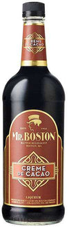 Mr. Boston Crème de Cacao Brown 1 L bottle with rich cocoa flavor ideal for cocktails.