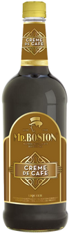Mr. Boston Crème de Café 1 L bottle with gold label, rich coffee liqueur.