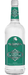 Mr. Boston Creme De Menthe White 1 L bottle with minty flavor.