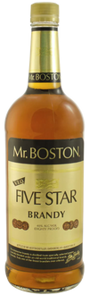 Mr. Boston Five Star Brandy 1 L bottle, smooth California taste, perfect for cocktails.