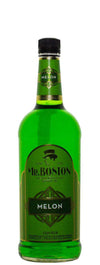 Mr. Boston Melon Liqueur 1 L bottle with vivid green color and juicy melon flavor.