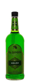 Mr. Boston Melon Liqueur 1L bright green bottle with juicy melon flavor for cocktails