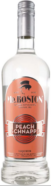 Mr. Boston Peach Schnapps 1 L bottle with label and cap.