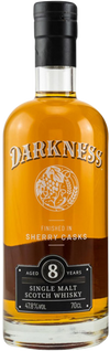 Darkness 8 Years Old Single Malt Scotch Whiskey bottle, 700ml, featuring deep flavor notes from Oloroso sherry barrels.