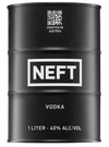Neft Vodka Black Barrel 750ml in unique black oil barrel packaging.