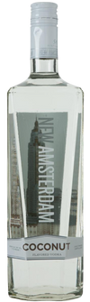 New Amsterdam Coconut Flavored Vodka 1L bottle with tropical fruit flavors.