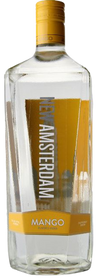 New Amsterdam Mango Flavored Vodka 1 L bottle with tropical label design.