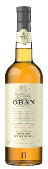 Oban Single Malt Scotch 14 Year 86 proof bottle with detailed label design.
