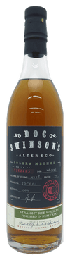 Doc Swinson’s Alter Ego Solera Method Straight Rye Whiskey bottle finished in rum casks, 750ml.