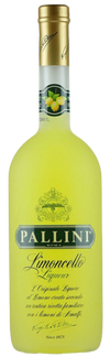 Pallini Limoncello Liqueur 1L bottle with Amalfi Coast lemons and gold cap