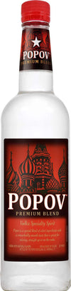 Popov Vodka 1.75 L bottle with red label.