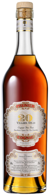 Prunier Cognac 20 Years Old 750 ML bottle with label detailing, limited edition.