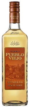 Pueblo Viejo Reposado Tequila 1L bottle with golden tequila aged in American oak barrels