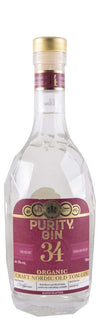 Purity34 Craft Old Tom Gin 750 ML bottle with floral and juniper flavor notes, USDA organic.