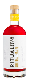 Ritual Zero Proof Aperitif non-alcoholic spirit bottle with vibrant red color and natural botanical flavors