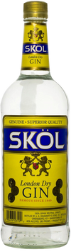 Skol Gin 1.75L London Dry gin bottle with yellow label and gold cap