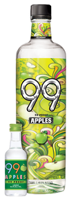 99 Brand Apples Liqueur 750 ML bottle with colorful label design.