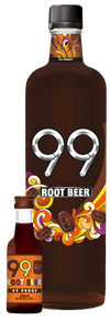 99 Brand Root Beer Liqueur 750ML bottle with vibrant label design, offering nostalgic root beer flavor.