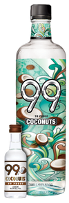 99 Brand Coconuts Liqueur 750 ML bottle with coconut-themed label design.