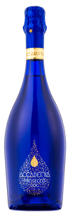 AcCademia Blue Prosecco 750 ML sparkling wine bottle made from Glera grapes, showcasing its elegant blue design.