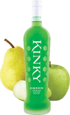 Kinky Beverages Green Liqueur 750 ML bottle with vibrant green hue, showcasing its crisp apple and pear flavor profile, perfect for mixing in refreshing cocktails.
