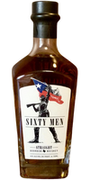 Sixty Men Straight Bourbon Whiskey 750 ML bottle with Texas-themed label.