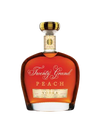 Bottle of Twenty Grand Peach Vodka Infused with Cognac 750 ML with peach garnish