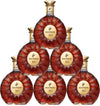 Remy Martin Limited Edition Lee Broom XO Cognac 750 ML, six bottles with starburst decanter design.