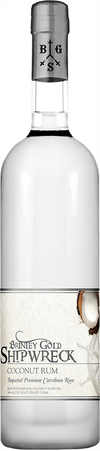 Brinley Gold Shipwreck Coconut Rum 750 ML bottle with tropical coconut design.