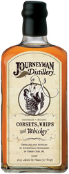 Journeyman Corsets Whips & Whiskey 117 750 ML bottle label displaying vintage design.