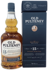 Old Pulteney 15 Year Old Single Malt Scotch Whisky bottle and box set, 750ml, 92 proof.