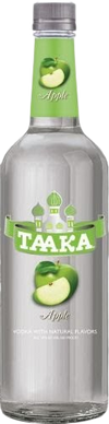 Taaka Apple Vodka 1L bottle with green apple flavor label and silver cap