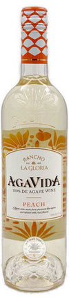 Agavida Peach 750 ML agave wine bottle with label design, showcasing peach and agave elements.