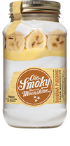 Ole Smoky Banana Pudding Cream Moonshine bottle with banana slices and branding.