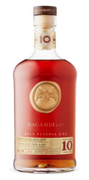 Bacardi Aged Rum Extra Rare Gold Gran Reserva Diez 10 Year 750 ML bottle with amber-gold color.