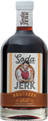 Soda Jerk Rootbeer Shot Flavored Vodka 750 ML bottle with red cap and clear label.