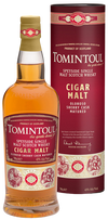 Tomintoul Cigar Malt Single Malt Scotch Whiskey bottle and packaging with sherry cask details.