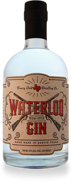 Treaty Oak Waterloo Gin 750 ML bottle with Texas-style label.