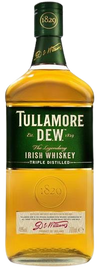 Tullamore D.E.W. Legendary Irish Whiskey 1L bottle with green label and amber liquid inside