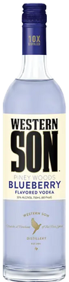Western Son Blueberry Vodka 1.75 L bottle with vibrant blueberry flavor.