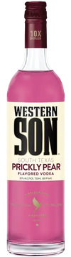 Western Son Prickly Pear Vodka 1L bottle with a pink hue and label.