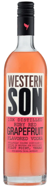 Western Son Ruby Red Grapefruit Vodka 1L bottle with citrus design.