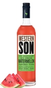 Western Son Watermelon Vodka 750ml bottle with watermelon slices, flavored vodka distilled from American corn, smooth and refreshing.