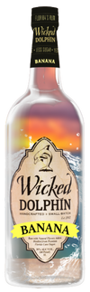 Wicked Dolphin Small Batch Banana Flavored Rum bottle, handcrafted in Florida.
