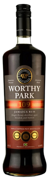Worthy Park Jamaica Rum 109 750 ML bottle with dark rum and black label detailing heritage and flavor notes