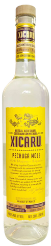 Xicaru Pechuga Mole Mezcal Artesanal 750 ML bottle with a yellow label.