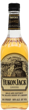 Yukon Jack Liqueur 1 L bottle with bold, smooth flavor, 100 proof whiskey and honey-based.