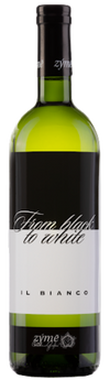 Zyme From Black To White Il Bianco 2018 wine bottle with vivid straw color and aromatic notes of Manzoni Bianco.